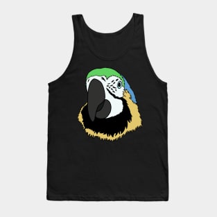 Parrot Head hand drawn with blue, green and yellow Tank Top